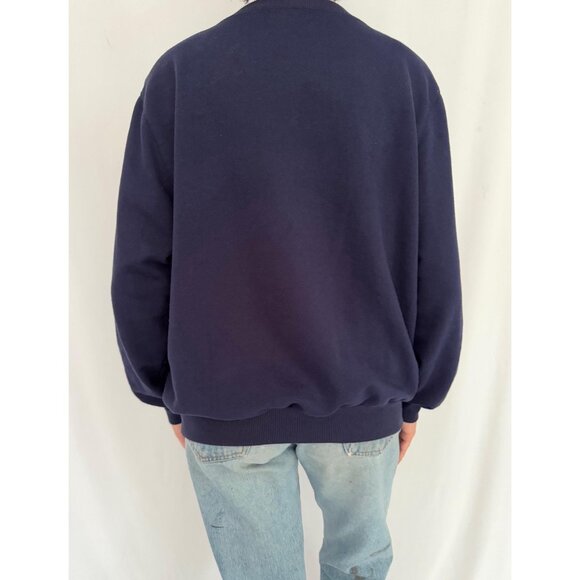 90s vintage navy blue sailor print nautical anchor embroidered pullover sweater - Picture 6 of 9